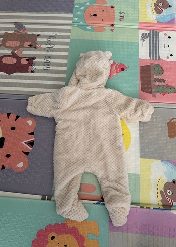 Kapüşonlu Örgü Gri Bebek Tulumu - Görsel 3