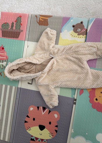 Kapüşonlu Örgü Gri Bebek Tulumu - Görsel 5