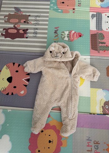 Kapüşonlu Örgü Gri Bebek Tulumu - Görsel 2