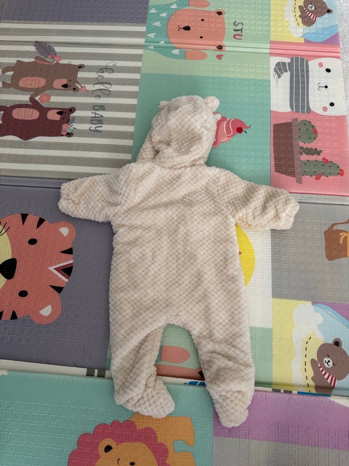 Kapüşonlu Örgü Gri Bebek Tulumu - Görsel 3