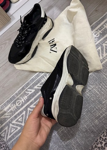 39 Beden siyah Renk Siyah Kadın Spor Ayakkabı Velcro Detaylı