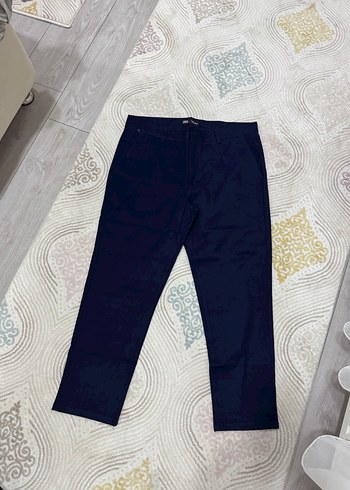 Lacivert Pilili Kumaş Pantolon - Görsel 3