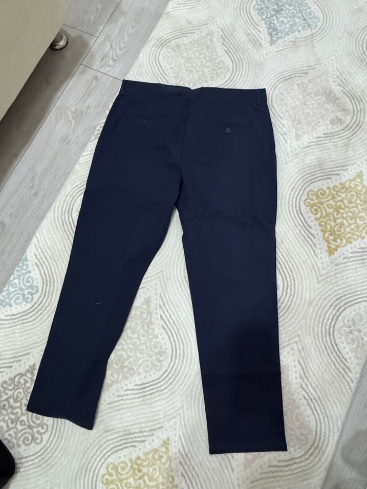 Lacivert Pilili Kumaş Pantolon - Görsel 2