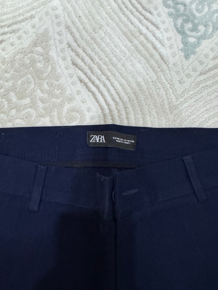 Lacivert Pilili Kumaş Pantolon - Görsel 4