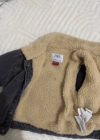 Gri SNOOPY Baskılı Kürklü Erkek Çocuk Kot Ceket - Görsel 2