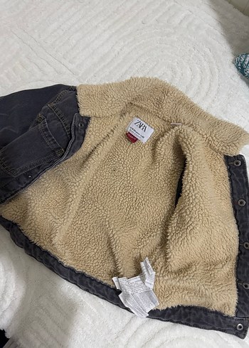 Gri SNOOPY Baskılı Kürklü Erkek Çocuk Kot Ceket - Görsel 4