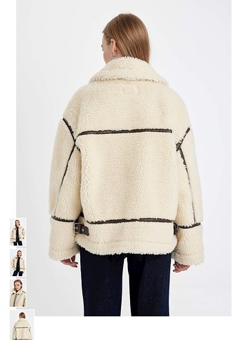 Bej Kürklü Rahat Kesim Kadın Ceket - Görsel 2