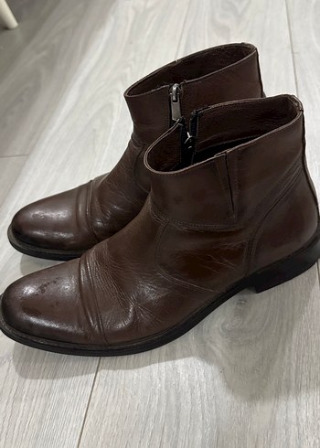 Kahverengi Deri Erkek Biker Bot. - Görsel 3