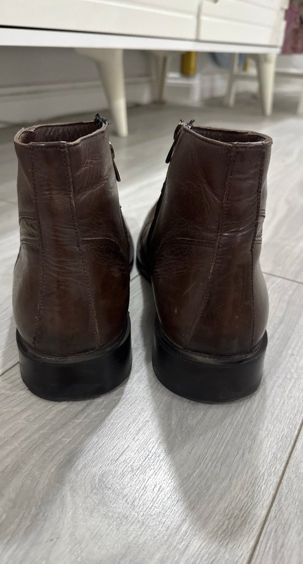 Kahverengi Deri Erkek Biker Bot. - Görsel 2