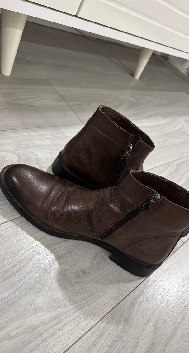 Kahverengi Deri Erkek Biker Bot. - Görsel 4