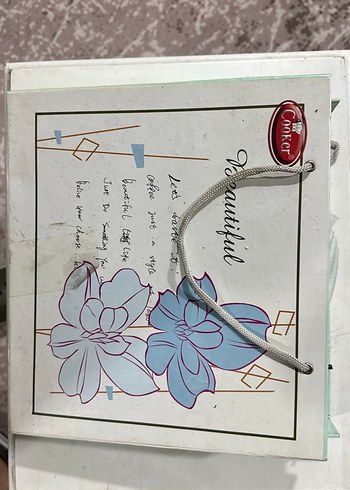 Yeşil Çiçek Desenli 6'lı Porselen Fincan Takımı - Görsel 3