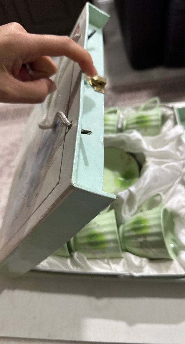 Yeşil Çiçek Desenli 6'lı Porselen Fincan Takımı - Görsel 4