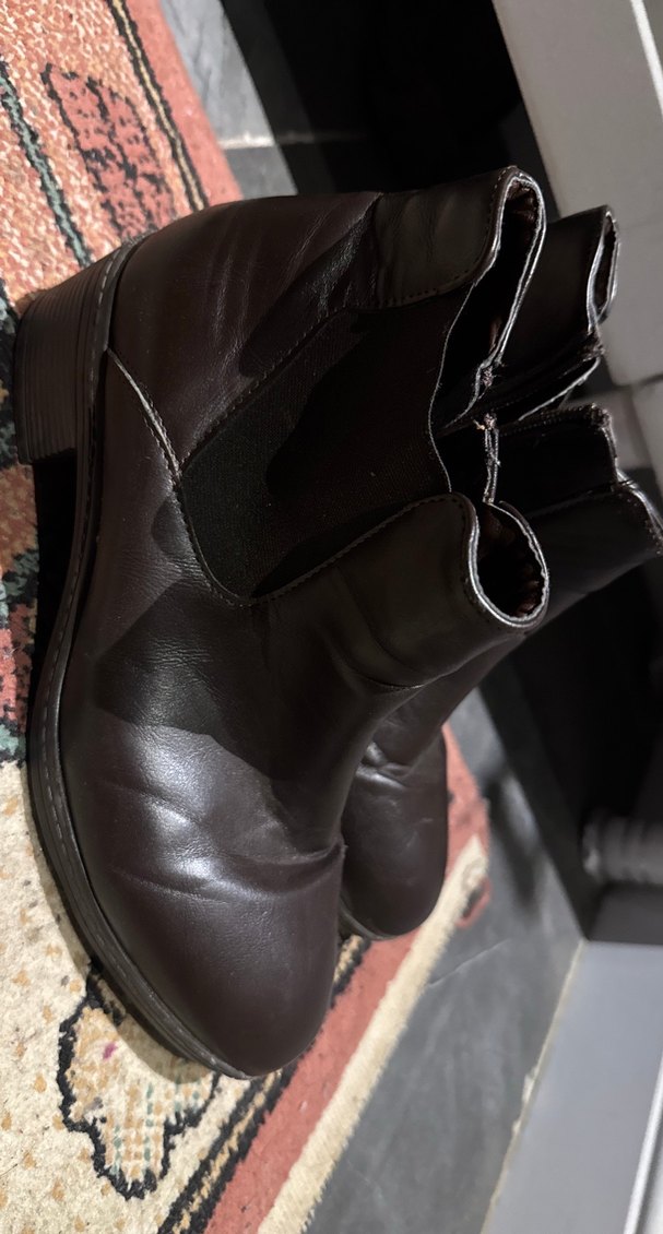 Kahverengi Deri Tokalı Biker Kadın Bot - Görsel 2