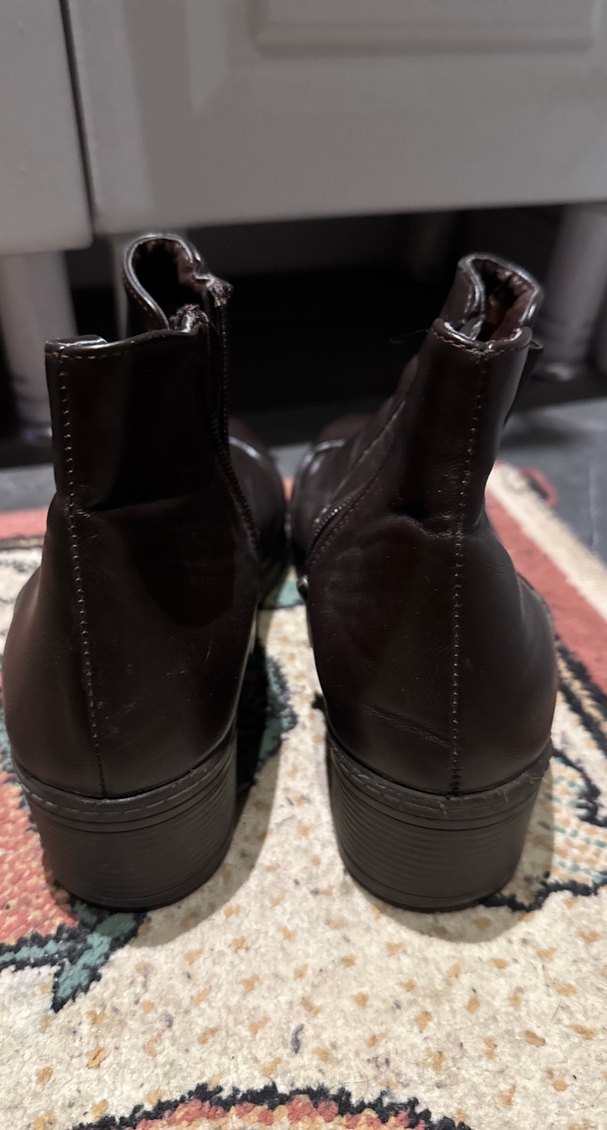 Kahverengi Deri Tokalı Biker Kadın Bot - Görsel 4