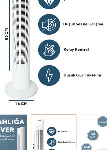 Beyaz Ayaklı Vantilatör 53 dB Sessiz - Görsel 2