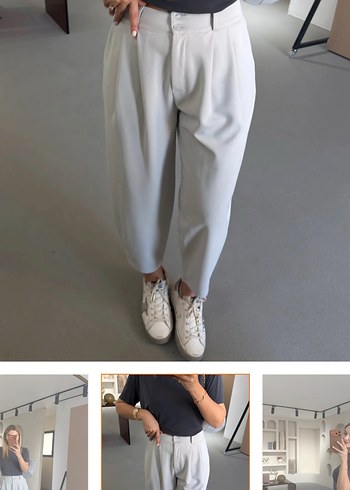 Zara Gri Kadin Midi Kumas Pantolon