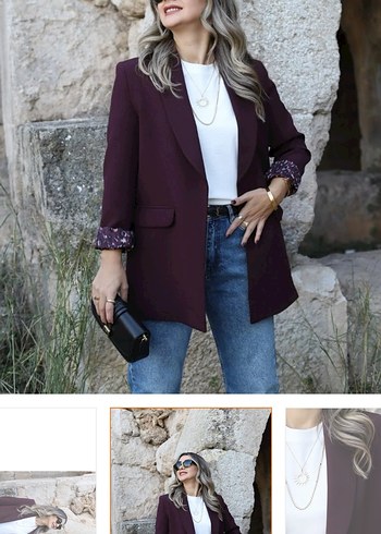 Zara Bordo Midi Kemerli Yilan Desenli Kadin Blazer