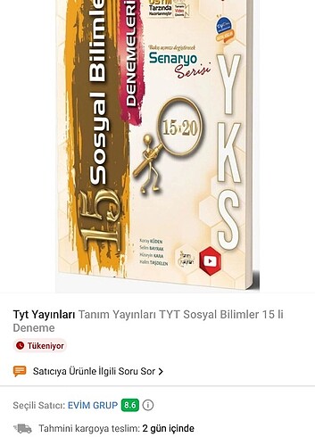 TANIM YAYINLARI SOSYAL DENEME KİTABI 