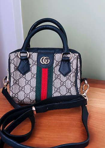 Kemer Detaylı Gri Baskılı Deri Kadın Çanta - Görsel 3