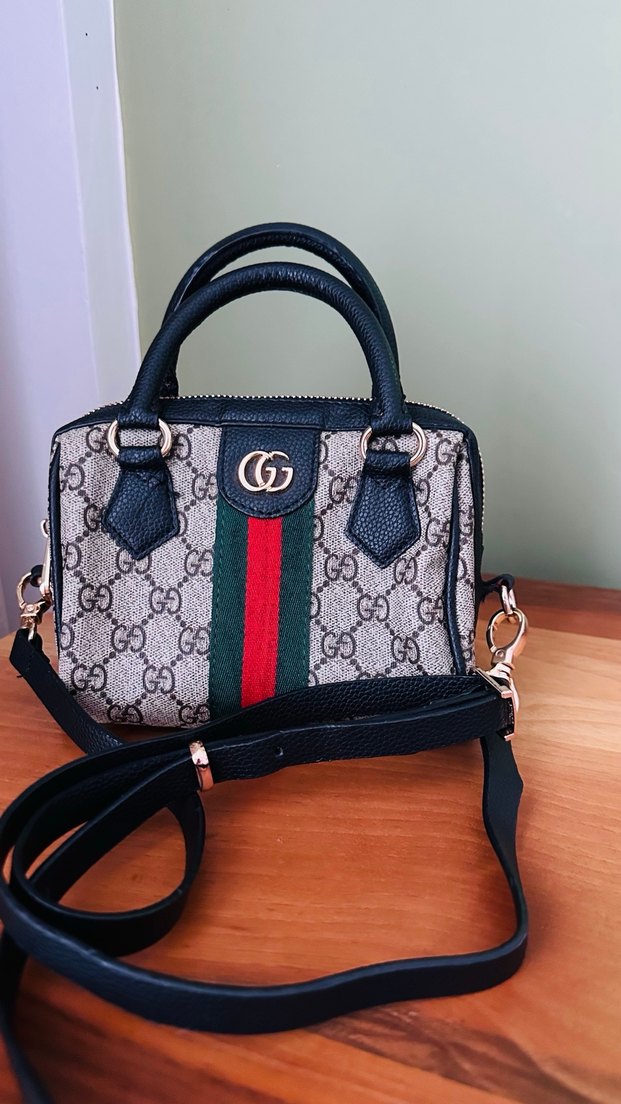 Kemer Detaylı Gri Baskılı Deri Kadın Çanta - Görsel 3