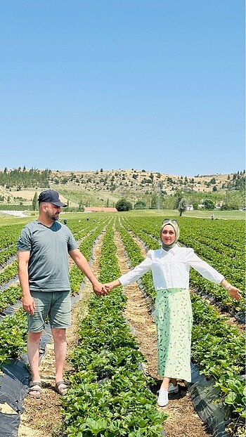 Yeşil çiçek desen etek yazlık ince rahat - Görsel 3