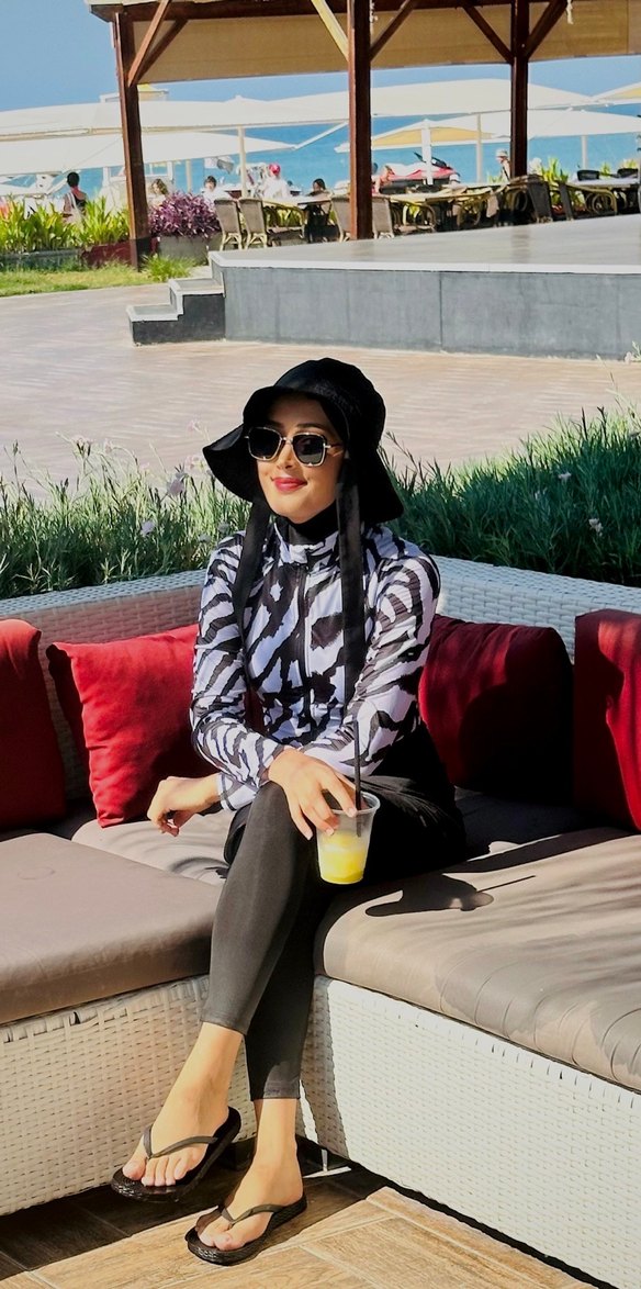 Zebra Desenli Yüksek Yakalı zıbın mayo - Görsel 2