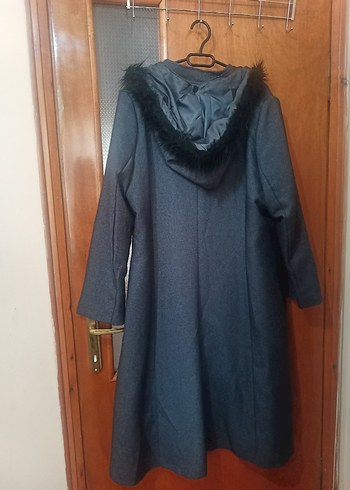 Diğer Gri Uzun Düğmeli Kadın Kaban