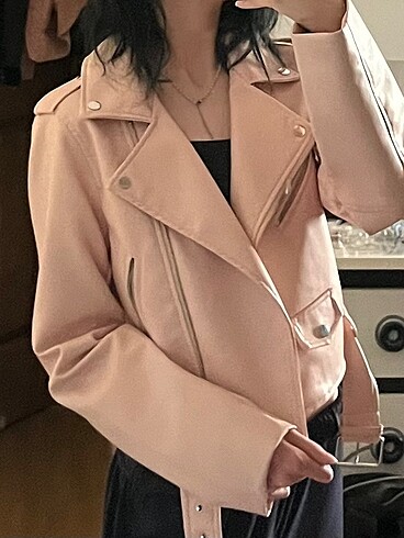 Stradivarius pembe deri ceket