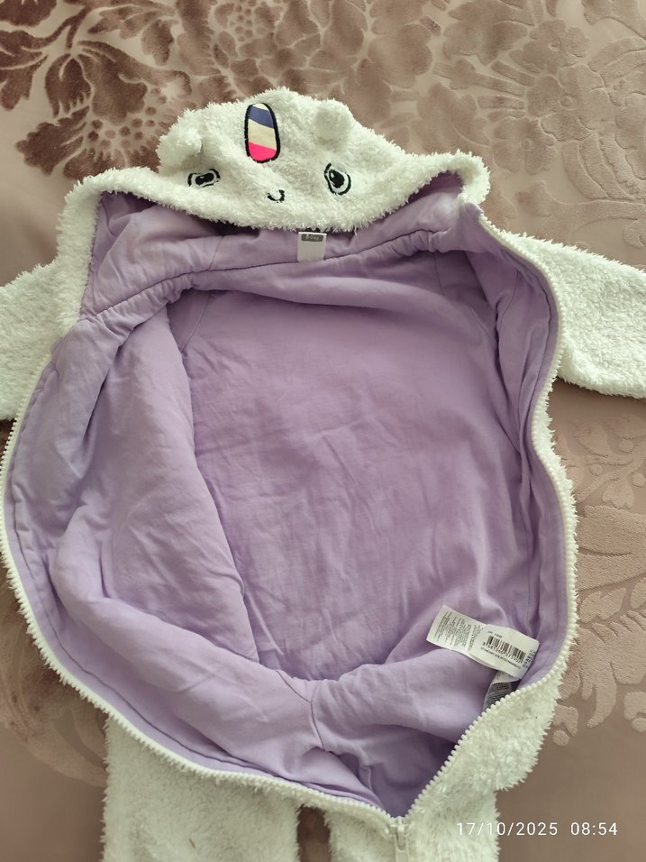 Kapüşonlu Beyaz Kürk Detaylı Bebek Tulumu - Görsel 3