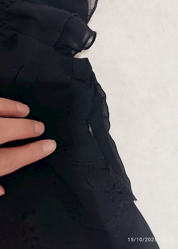 Siyah Fırfırlı Midi Kolsuz Elbise - Görsel 3