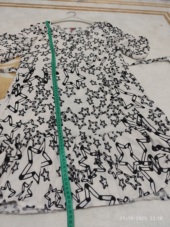 Beyaz Desenli Midi Bohem Elbise - Görsel 2