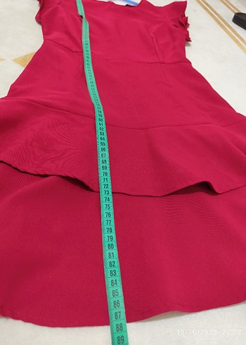 Kırmızı Midi Fırfırlı Kadın Elbise - Görsel 2