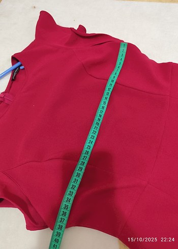 Kırmızı Midi Fırfırlı Kadın Elbise - Görsel 3