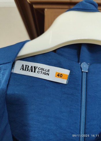 Mavi Uzun Kollu Pilili Kadın Elbise - Görsel 4