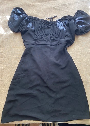 Elle Siyah Gotik Midi Keten Elbise