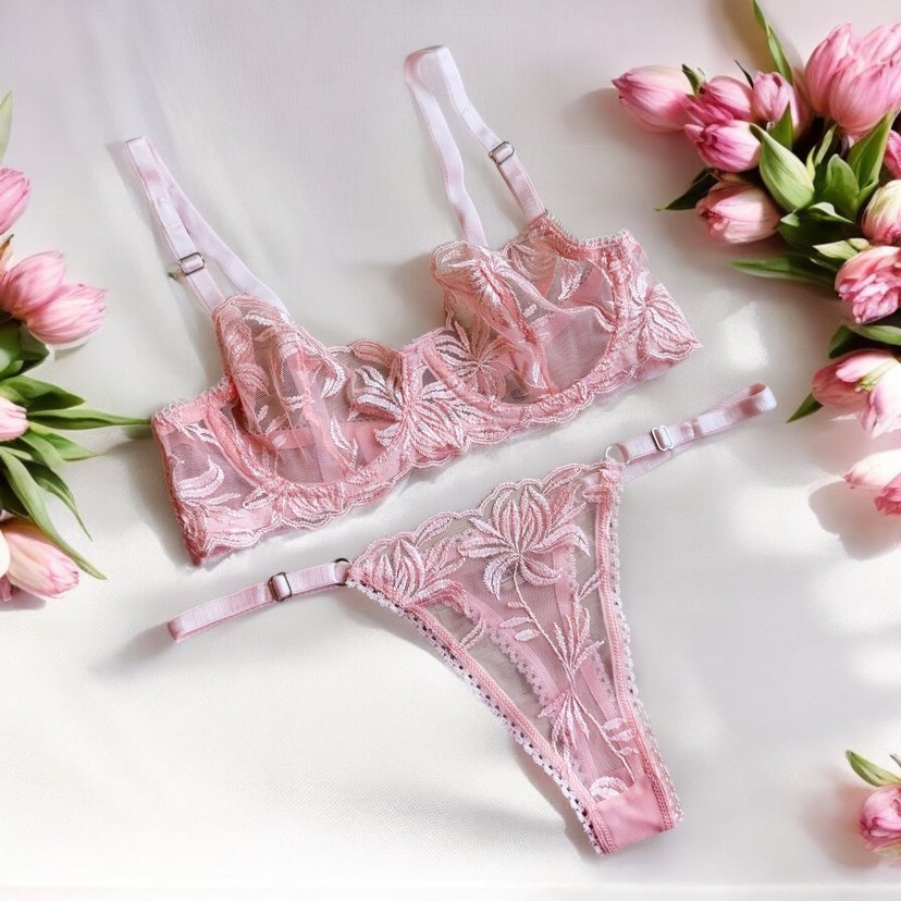 Pembe Nakışlı Bralet Takım - Görsel 2