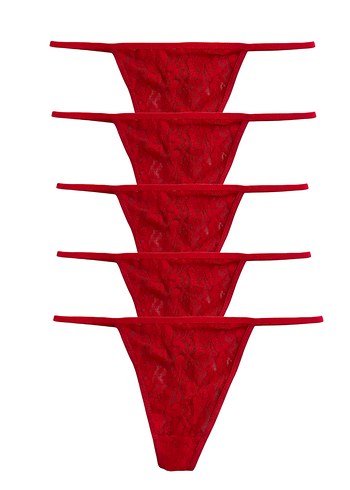 Nakışlı Kırmızı Kadın Tanga 15Li Set - Görsel 2