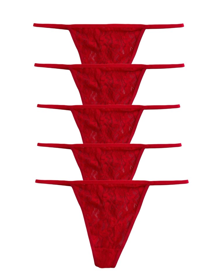 Nakışlı Kırmızı Kadın Tanga 15Li Set - Görsel 2