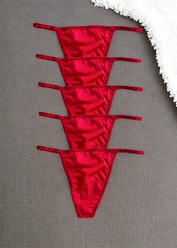 Kırmızı Nakışlı Kadın Tanga Külot 15Li - Görsel 3