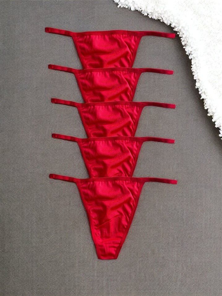 Kırmızı Nakışlı Kadın Tanga Külot 15Li - Görsel 3