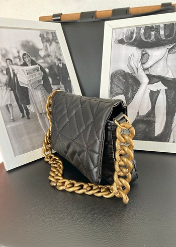 Zincir Detaylı Siyah Deri Kadın Çanta - Görsel 7