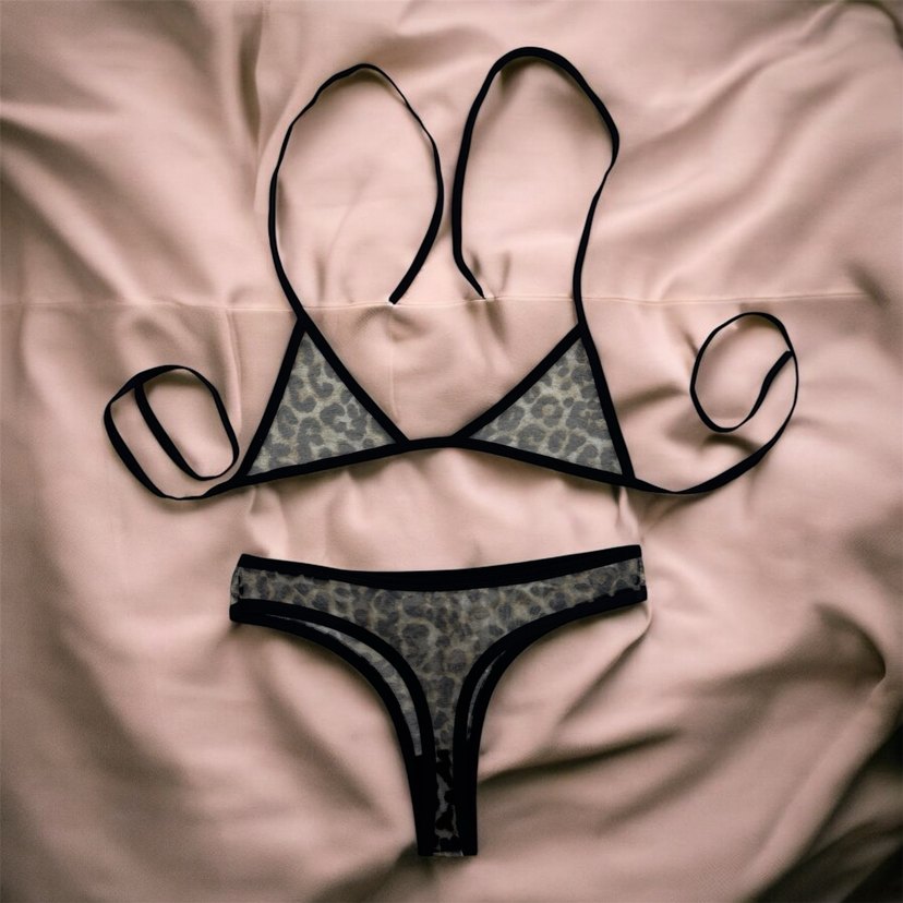 Leopar Desenli Transparan Takım - Görsel 3