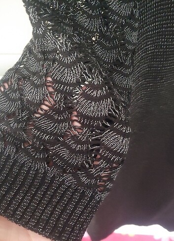 m Beden siyah Renk Işıltılı Triko Elbise