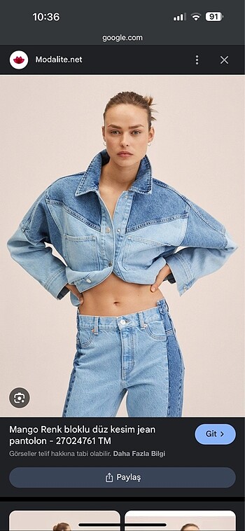 Mango Mango çift renkli denim ceket
