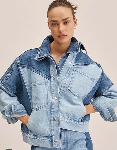 Mango çift renkli denim ceket