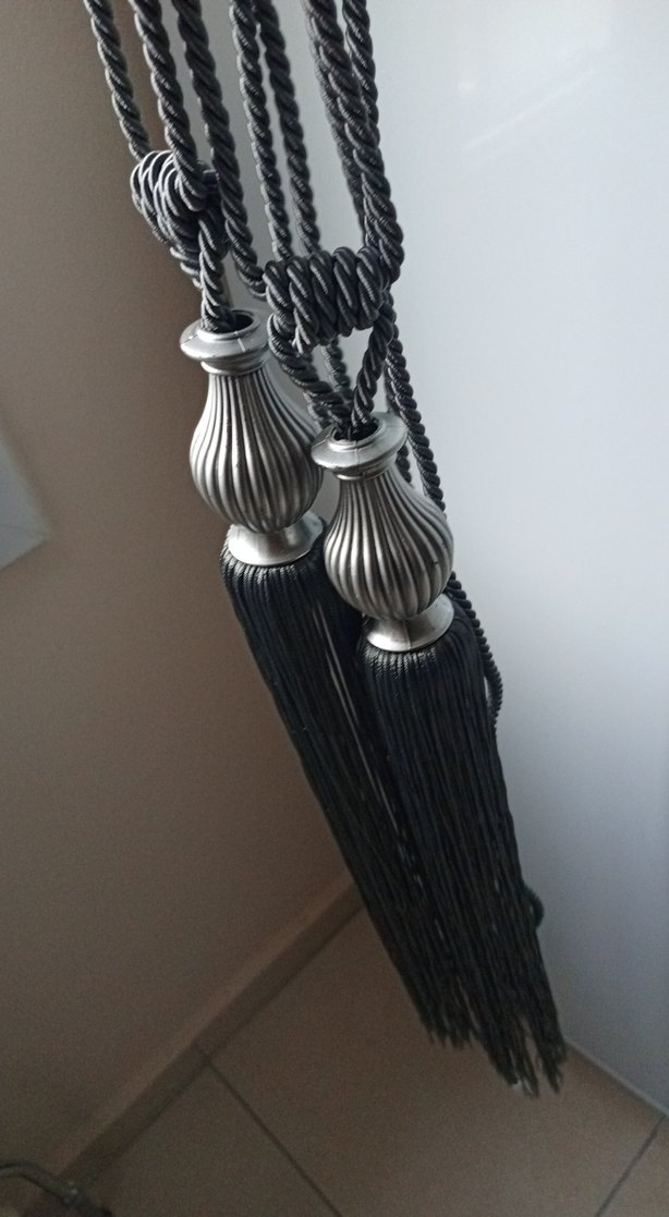 Bohem Siyah Gri Desenli Perde Bağı - Görsel 3