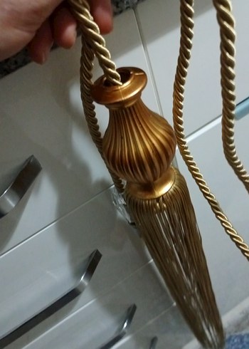 Altın Renkli Nakışlı Perde Bağı - Görsel 3