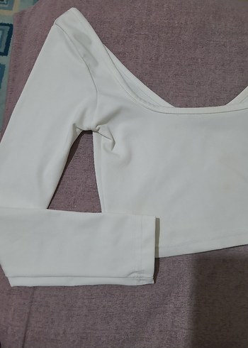 Uzun Kollu Beyaz U Yaka Kadın Bluz - Görsel 2