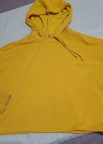 Sarı Kapüşonlu Salaş Sweatshirt - Görsel 2