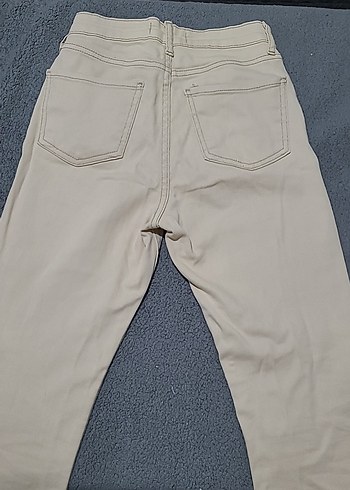 Bej Kadın Denim Pantolon Midi Boy - Görsel 5